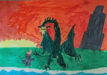 Lizzy Gibbons, Age 7, Dragon and Mouse from Voyage of the Dawn Treader