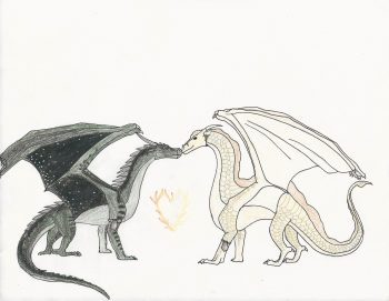 Bella Beard, Age 10, Moonwatcher and Qibli from Wings of Fire